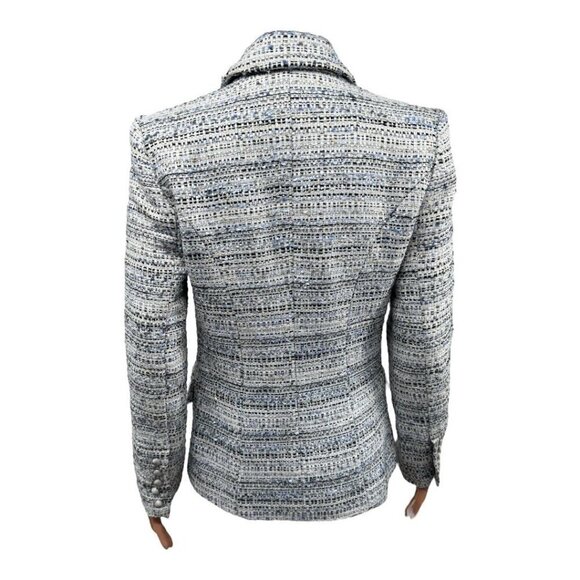 L'Agence Kenzie Tweed Plaid Silver Blazer NWOT - Picture 3 of 6